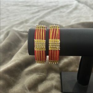 Elegant Red and Gold Bangles